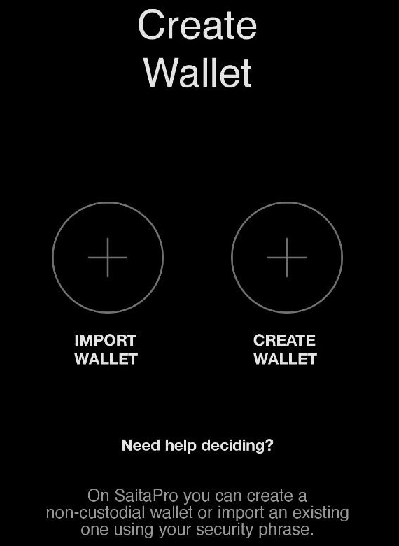 SaitaPro app Create Wallet