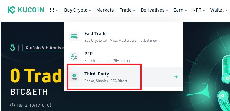 Kucoin Third-Party menu