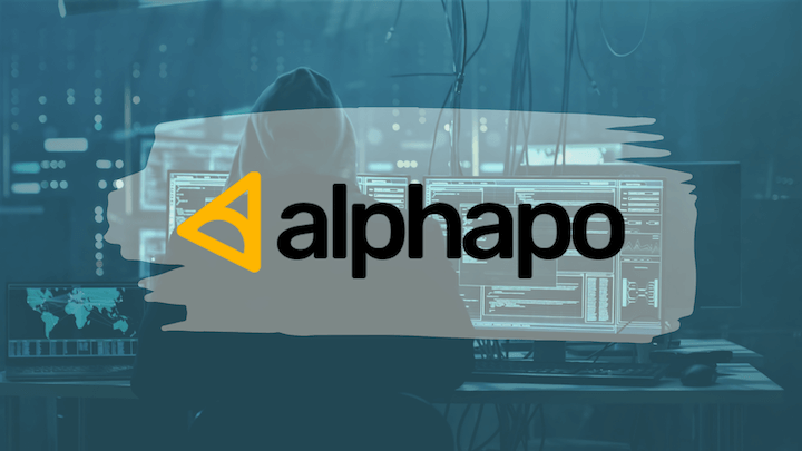 Alphapo logo and a hacker in the background