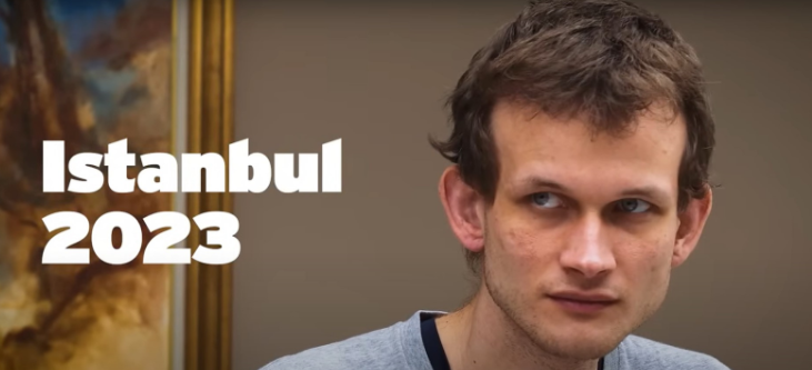 A screenshot from the video of Buterin's interview