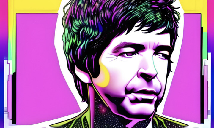 Photo of Noel Gallagher on color background