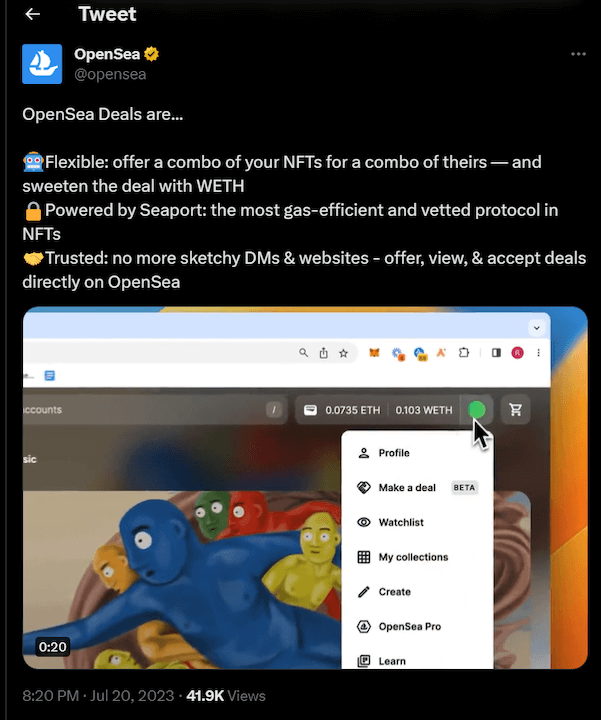 Opensea has presented its new feature on Twitter