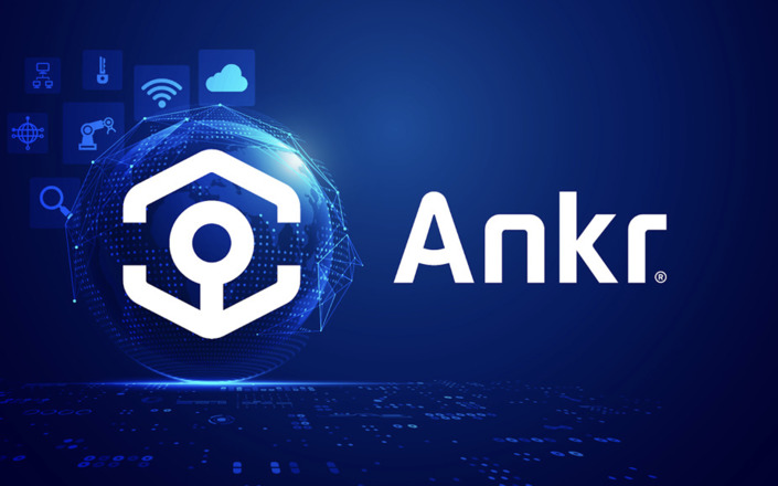 Ankr logo on blue background
