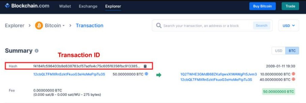 How to find a unique transaction address