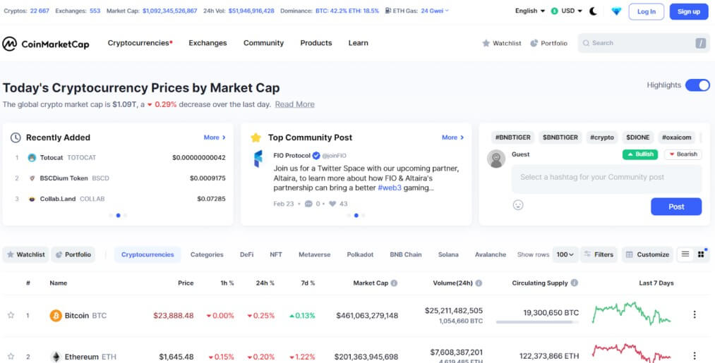 Coinmarketcap website