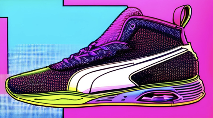 Virtual image of a sneaker on a colored background