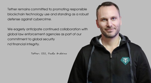 Paolo Ardoino's quote regarding how Tether is committed to responsible blockchain use