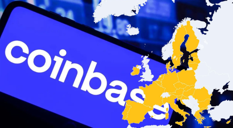Coinbase and a map of European countries in yellow